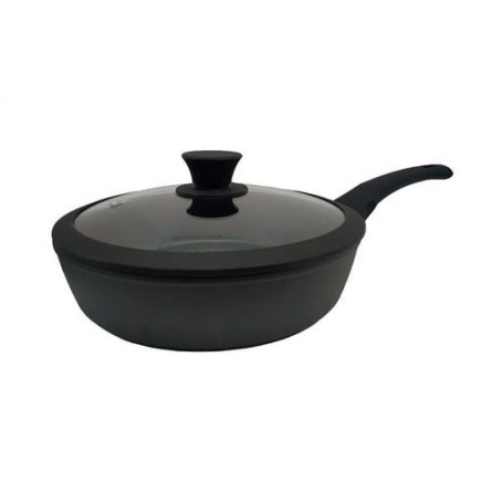 Сковородка с крышкой 22 см Krauzer Eco-Basis Diamond с силиконовым ободком черный кованый алюминий (77030) (1047393)