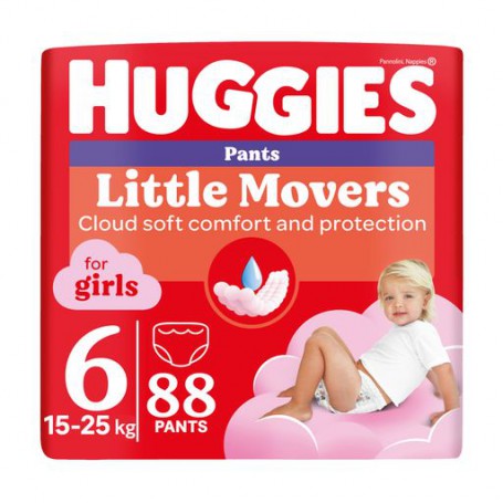 Подгузники-трусики Huggies Little Movers Pants для девочек, размер 6 (15-25 кг), 88 шт