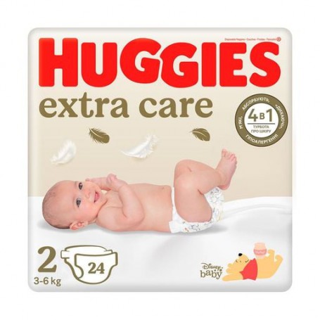 Подгузники Huggies Extra Care Jumbo размер 2 (3-6 кг), 24 шт