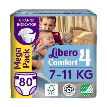 Подгузники Libero Comfort размер 4 (7-11 кг), 80 шт