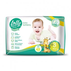 Подгузники Lolly Extra Soft & Dry Midi размер 3 (4-9 кг), 45 шт