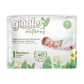 Подгузники Giggles Natural размер 1 Newborn (2-5 кг), 40 шт