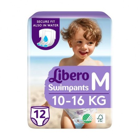 Подгузники-трусики для плавания Libero Swimpants Medium размер M (10-16 кг), 12 шт