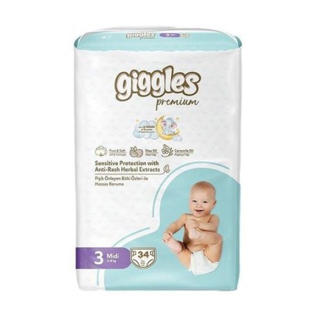 Подгузники Giggles Premium Midi размер 3 (4-9 кг), 34 шт
