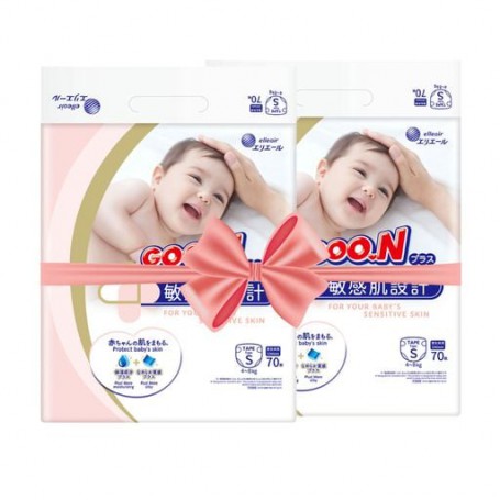 Подгузники Goo.N Plus размер S (4-8 кг), 2*70 шт