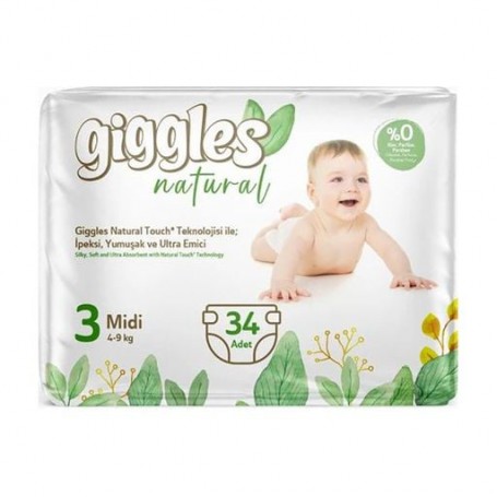 Подгузники Giggles Natural размер 3 Midi (4-9 кг), 34 шт