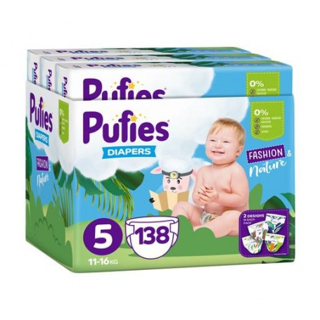 Подгузники Pufies Fashion & Nature Junior размер 5 (11-16 кг), 138 шт