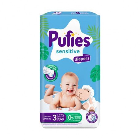 Подгузники Pufies Sensitive размер 3 (6-10 кг), 62 шт