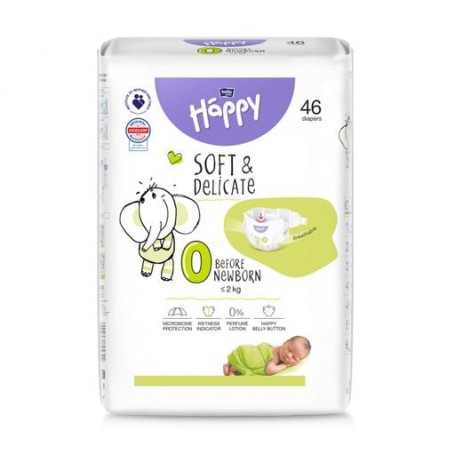 Подгузники детские одноразовые Bella Baby Happy Before Newborn размер 0 (0-2 кг), 46 шт.