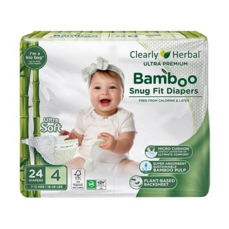 Подгузники Clearly Herbal Bamboo размер 4 (7-12 кг), 24 шт