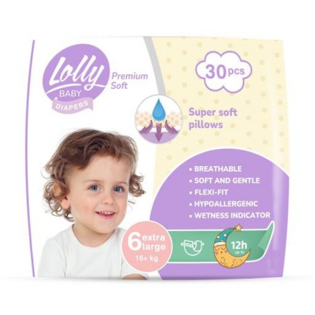 Подгузники Lolly Premium Soft Extra Large размер 6 (16+ кг), 30 шт