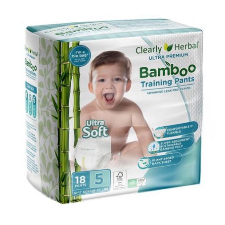 Подгузники-трусики Clearly Herbal Bamboo размер 5 (12-17 кг), 18 шт