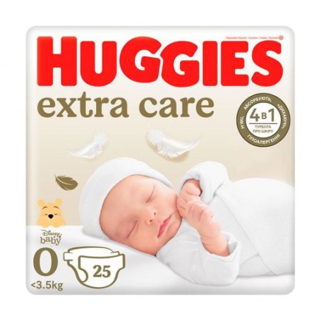 Подгузники Huggies Extra Care размер 0 (до 3.5 кг), 25 шт