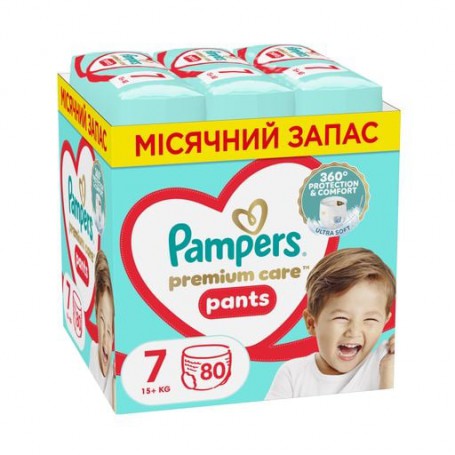 Подгузники-трусики Pampers Premium Care Pants размер 7 (15+ кг), 80 шт