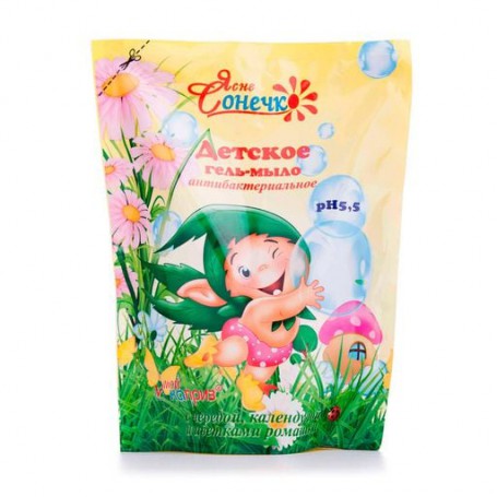 Детское гель-мыло Ясне Сонечко антибактериальное, с чередой, календулой и цветами ромашки (дойпак), 450 мл