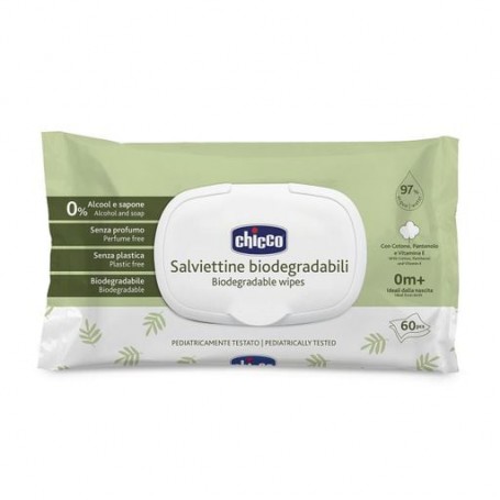 Детские влажные салфетки Chicco биоразлагаемые, от рождения, 60 шт