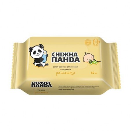 Салфетки влажные Сніжна Панда Kids для младенцев, ромашка, 64 шт