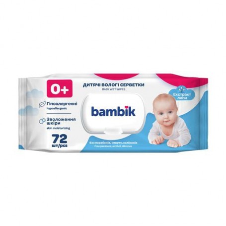Детские влажные салфетки Bambik с экстрактом липы, 72 шт