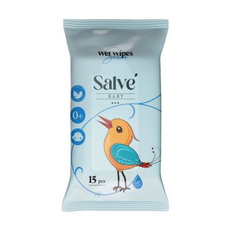 Детские влажные салфетки Salve синие, 15 шт