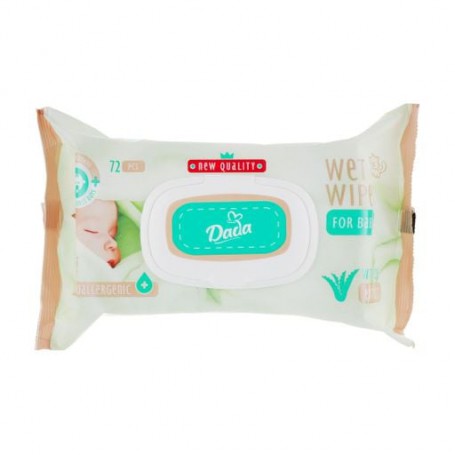Детские влажные салфетки Dada с экстрактом алоэ с клапаном, 72 шт