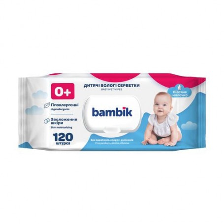 Детские влажные салфетки Bambik с овсяным молочком, 120 шт