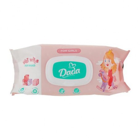 Детские влажные салфетки Dada для девочек, без запаха, с клапаном, 120 шт
