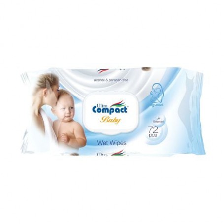 Детские влажные салфетки Ultra Compact Baby Wet Wipes с клапаном, 72 шт
