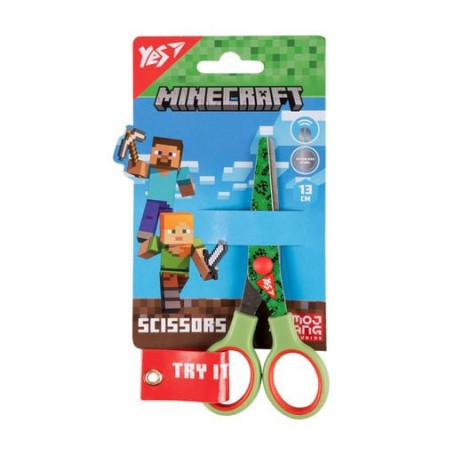Ножницы детские YES Minecraft с принтом на лезвии, зеленые, 13 см (480436)