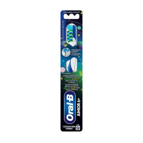 Детская зубная щетка Oral-B Junior Мягкая жесткость, от 6 лет, сине-белая, 1 шт