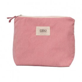 Косметичка Miso розовая, вельвет, большая, треугольник, 33*10*21 см (VT02-3)