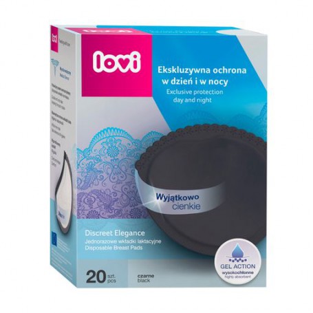 Лактационные прокладки для груди LOVI Discreet Elegance черные 20 шт (19-611)