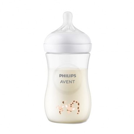 Детская бутылочка для кормления Philips AVENT Natural Естественный поток, от 1 месяца, с жирафом, 260 мл (SCY903/66)
