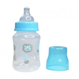 Бутылочка для кормления Курносики с широким горлом и силиконовой соской, от 3 месяцев, голубая, 250 мл (7006)