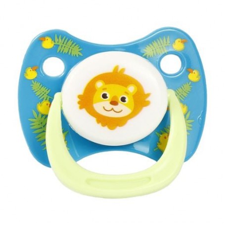 Пустышка силиконовая круглая Курносики Львенок 18+ месяцев, синяя (7215/18+)