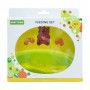 Детский набор для кормления Baby Team с 6 месяцев, салатовый (тарелка, 370 мл + контейнер с крышкой, 280 мл + ложка, 1 шт + вилк