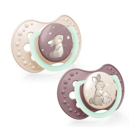 Пустышка LOVI Night & Day Girl силиконовая, динамичная, от 6 до 18 месяцев, 2 шт (22/915girl)