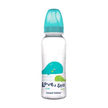 Бутылочка для кормления Canpol Babies Love & See с рисунком, от 1 года, бирюзовая, 250 мл (59/400)
