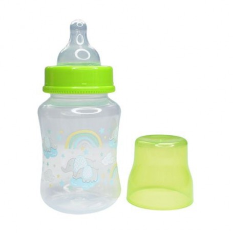 Бутылочка для кормления Курносики с широким горлом и силиконовой соской, от 3 месяцев, салатовая, 250 мл (7006)
