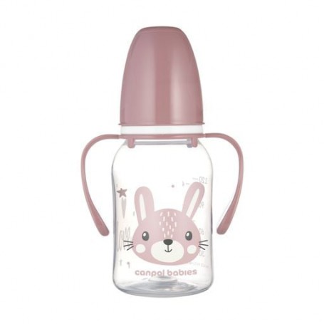 Бутылочка для кормления Canpol Babies Cute Animals с рисунком и ручкой, от 3 месяцев, розовая, 120 мл (11/823_pin)