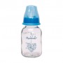 Бутылочка для кормления Курносики стеклянная, с силиконовой соской, с рождения, голубая, 130 мл (7010)