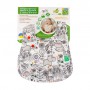 Непромокаемый нагрудник с карманом Еко Пупс Eсo Cotton серо-молочные бегемотики, 21*30 см