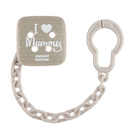 Цепочка для пустышки Canpol Babies I Love Mummy серая, с рождения (2/434)