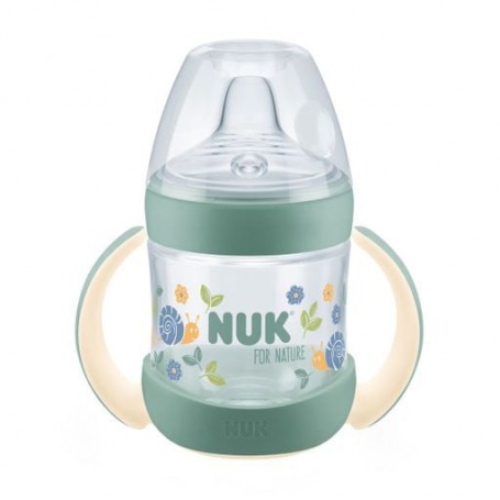 Детская бутылочка для кормления NUK For Nature с ручками и силиконовой насадкой, зеленая, от 6 месяцев, 150 мл (3952721)