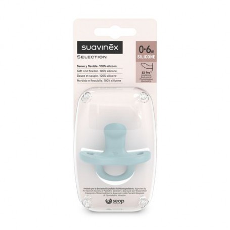Пустышка анатомическая силиконовая Suavinex Colour Essence голубая, с рождения до 6 месяцев, 1 шт (308085)