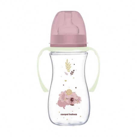 Бутылка Canpol Babies EasyStart Sleepy Koala с широким отверстием, антиколиковая, розовая, 300 мл (35/238_pin)