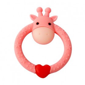 Прорезыватель для зубов силикований Lindo LI 322 Розовый жираф