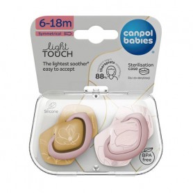 Пустышка Canpol Babies Gold силиконовая, симметричная, розовая, с 6 месяцев до 1.5 года, 2 шт (22/665_pin)