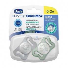 Пустышка Chicco PhysioForma Micro силиконовая, от 0 до 2 месяцев, серая, 2 шт (75126.41)