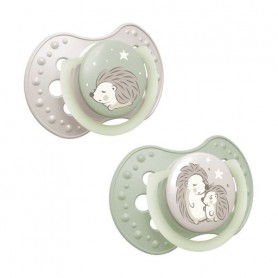 Пустышка LOVI Night & Day Hedgehog силиконовая, динамичная, от 6 месяцев до 1.5 года, 2 шт (22/930)
