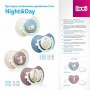 Пустышка LOVI Night & Day Girl силиконовая, динамичная, с рождения до 3 месяцев, 2 шт (22/913girl)